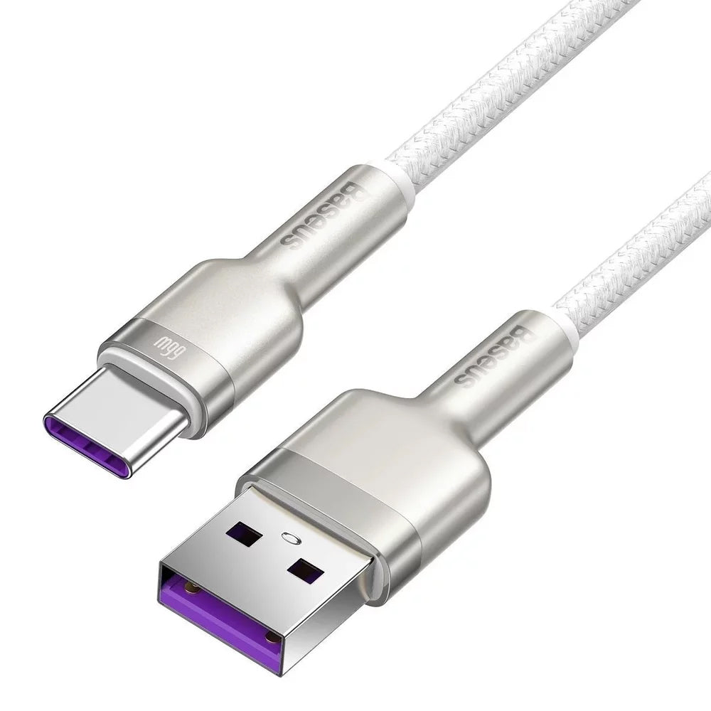 Baseus Cafule Metal Series USB-A - USB-C -lataus- ja tiedonsiirtokaapeli, 66W, 2m, Valkoinen CAKF000202