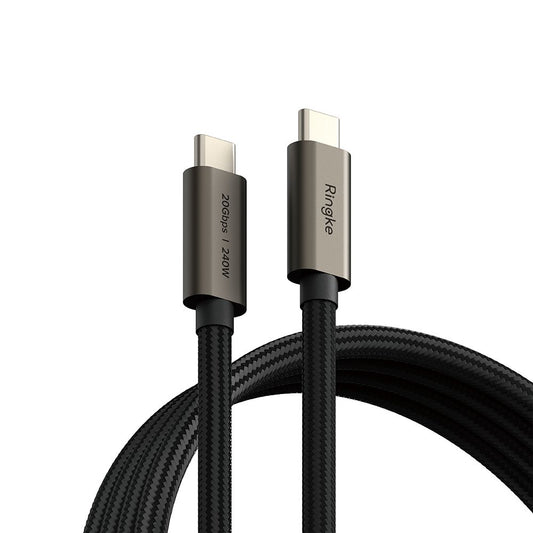 USB-C - USB-C Ringke 2X2 Data- ja latauskaapeli, 240W, 1m, Musta