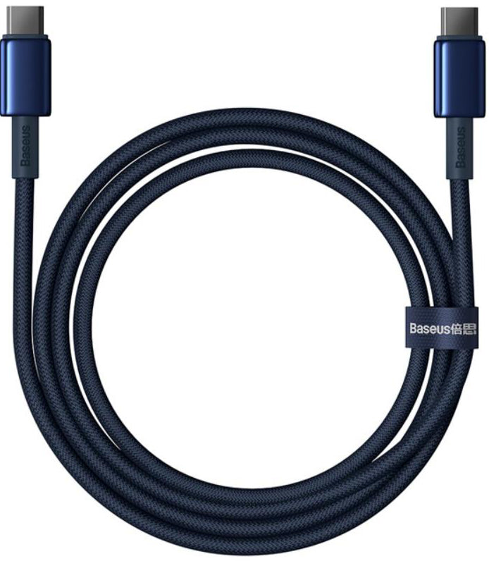USB-C - USB-C Baseus Tungsten Gold -data- ja latauskaapeli, 100W, 2m, Tummansininen P10319800321-04