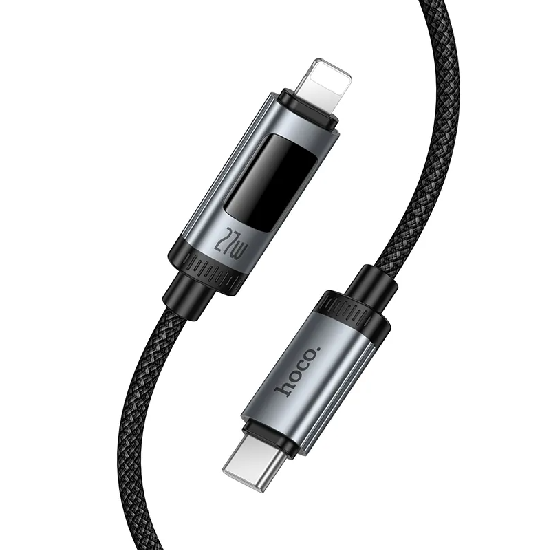 USB-C - Lightning HOCO Display U148 -data- ja latauskaapeli, 27W, 1.2m, Musta