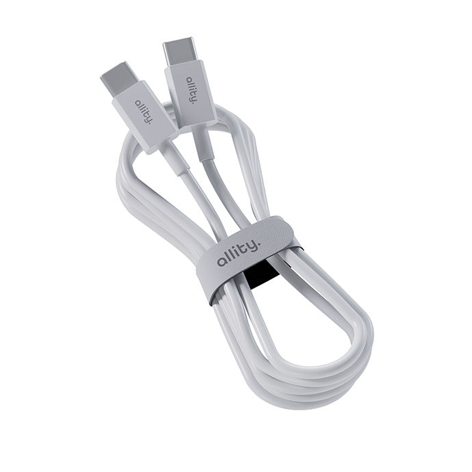 USB-C - USB-C Allity -data- ja latauskaapeli. AUC-03, 100W, 2m, Valkoinen