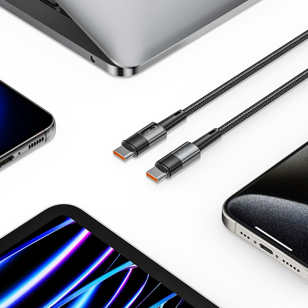 USB-C-tietojen ja latauksen kaapeli - USB-C Tech-Protect Ultraboost, 100W, 3m, Harmaa