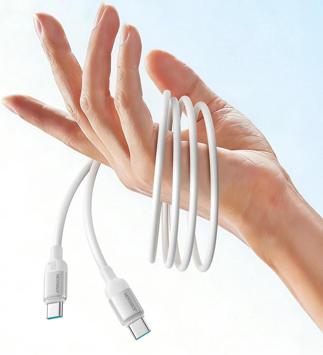 USB-C-tietojen- ja latauskaapeli - USB-C Joyroom S-A62 Lively, 60W, 1,2m, Valkoinen