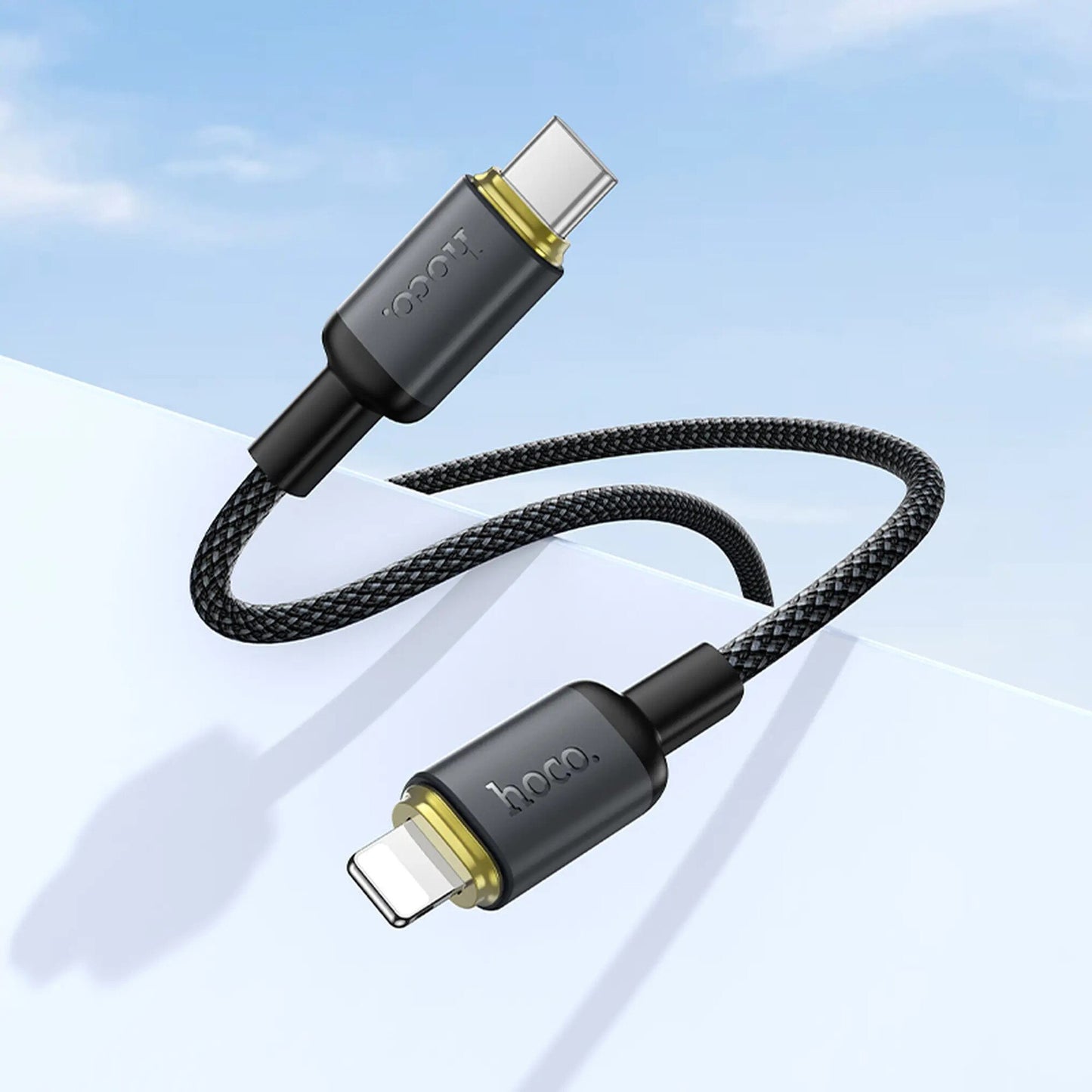 USB-A - Lightning HOCO X128 Benefit -tietojen siirto- ja latauskaapeli, 12W, 1m, musta