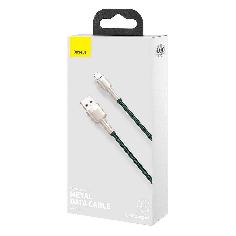 USB-A - Lightning Baseus Cafule Metal Series -data- ja latauskaapeli, 18W, 1m, Vihreä CALJK-A06