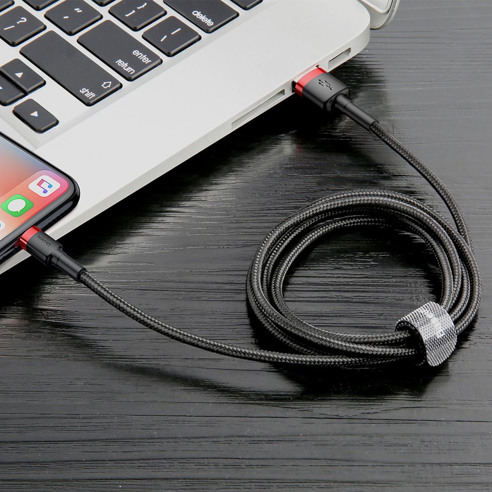 Baseus Cafule USB-A - Lightning -lataus- ja tiedonsiirtokaapeli, 18W, 0.5m, Punainen CALKLF-A19