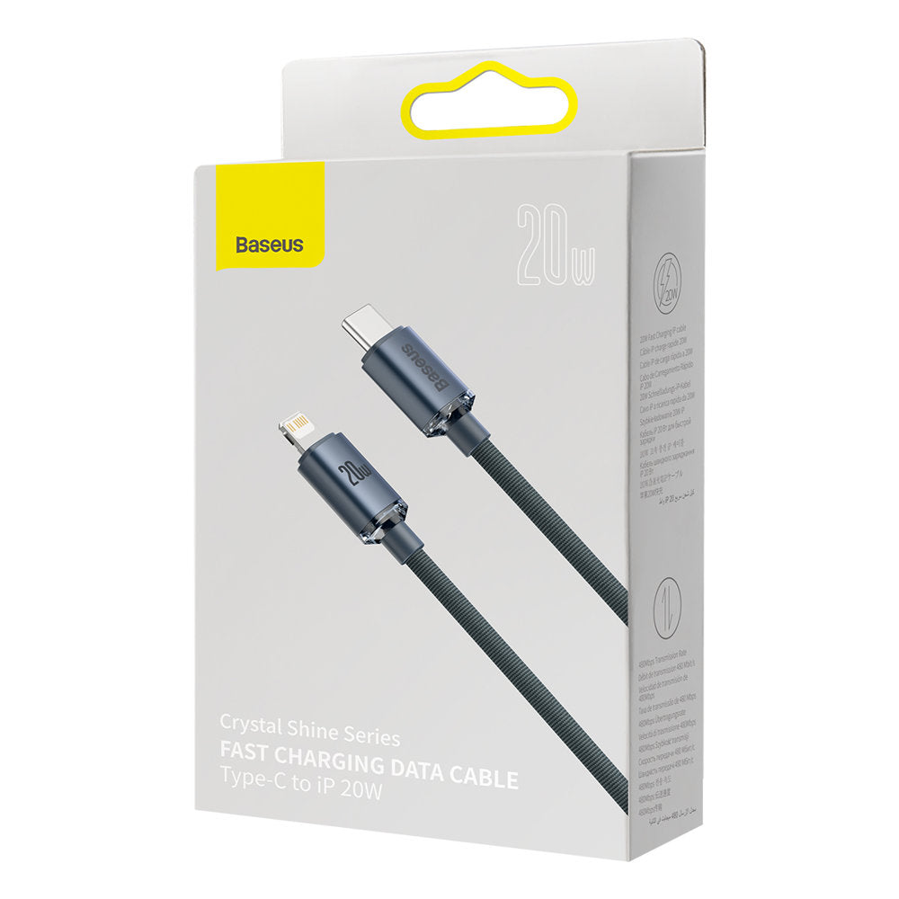 Baseus Crystal Shine -sarjan USB-C - Lightning data- ja latauskaapeli, 20W, 2m, musta CAJYY000301