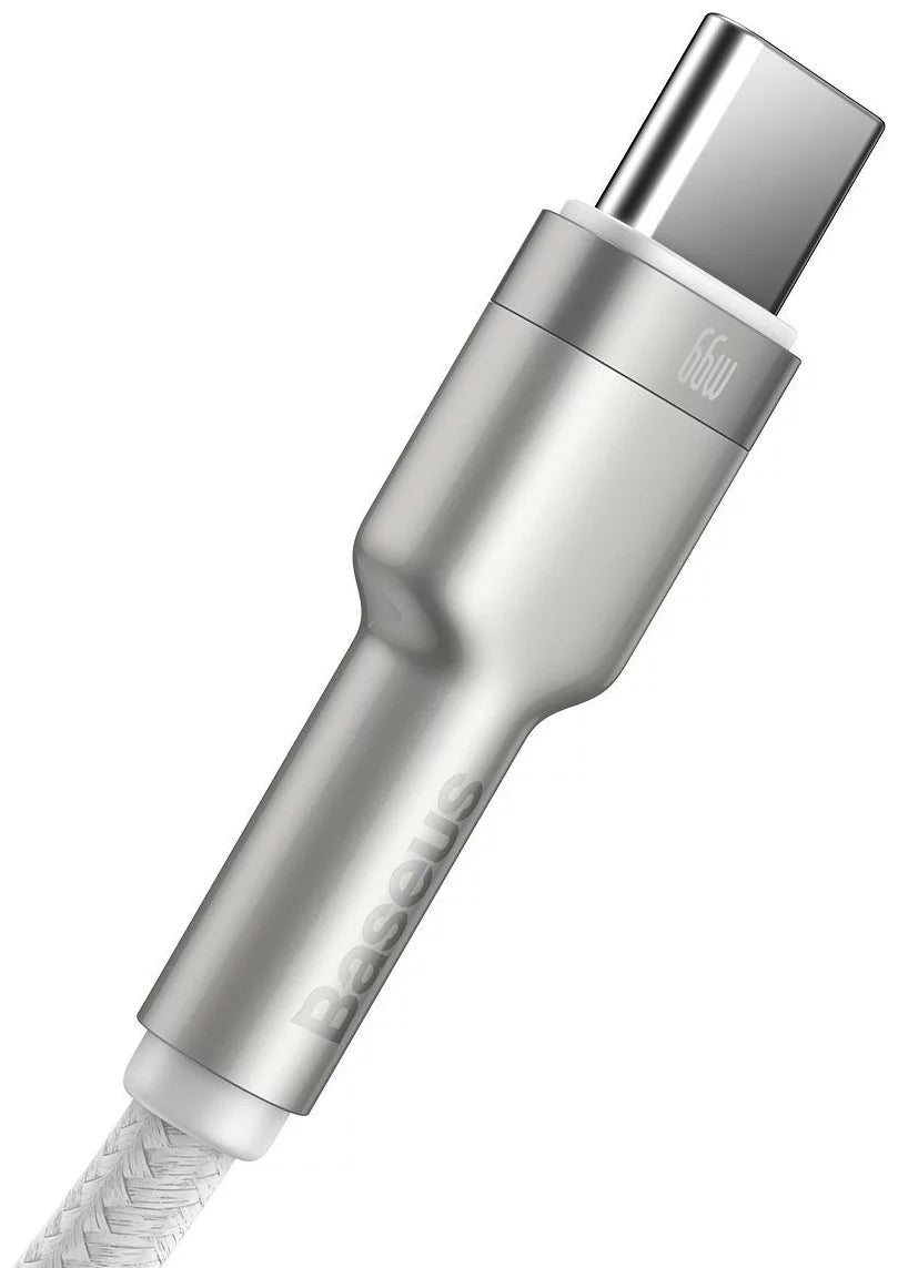 Tieto- ja latauskaapeli USB-A - USB-C Baseus Cafule Metal Series, 66W, 1m, valkoinen CAKF000102