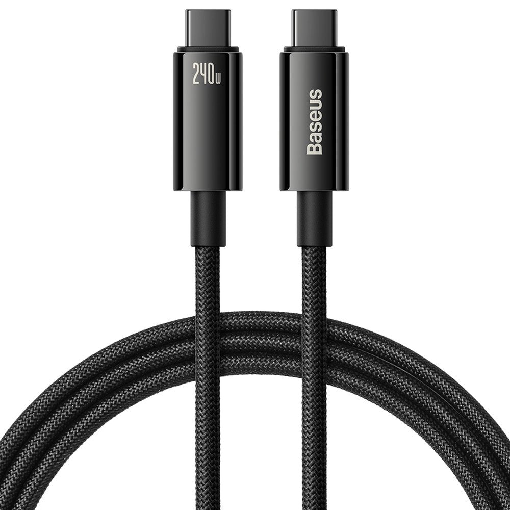 USB-C data- ja latauskaapeli - USB-C Baseus Tungsten Gold, 240W, 2m, musta CAWJ0401010101