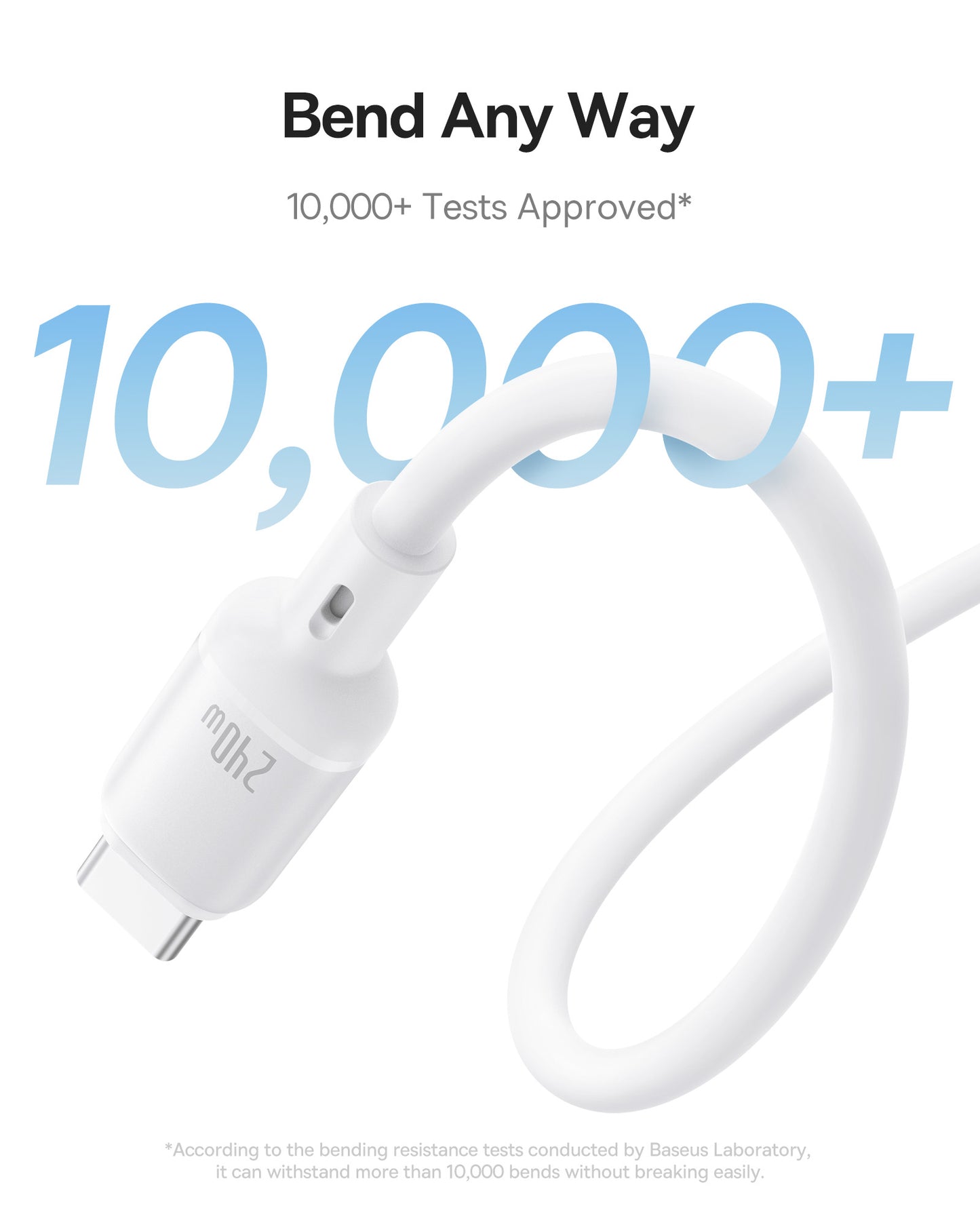 USB-C - USB-C Baseus PicoGo -data- ja latauskaapeli, 240W, 1m, Valkoinen P10376800211-00