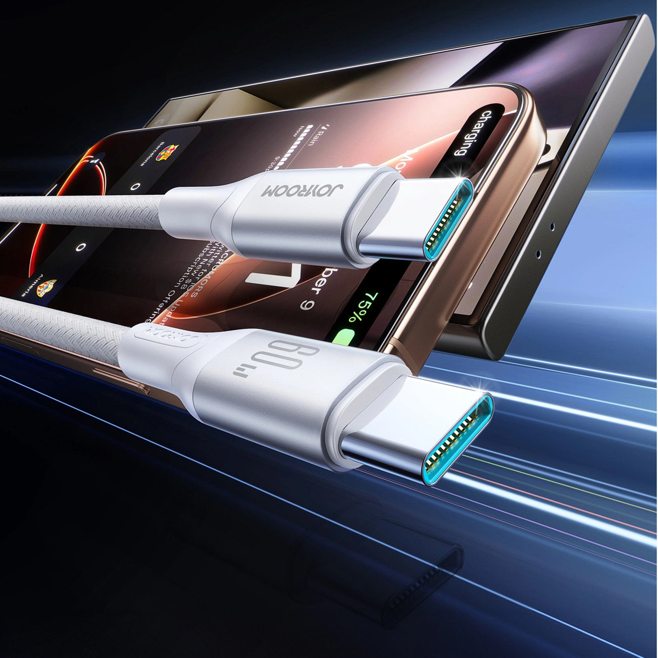 USB-C - USB-C Joyroom S-A28 Flash -kaapeli, 60W, 1m, Valkoinen