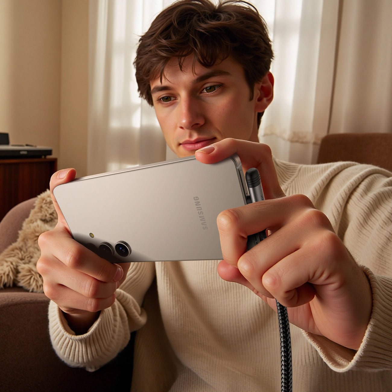 USB-C - USB-C -data- ja latauskaapeli Joyroom S-A56 EnjoyX Angled, 60W, 1.2m, Musta