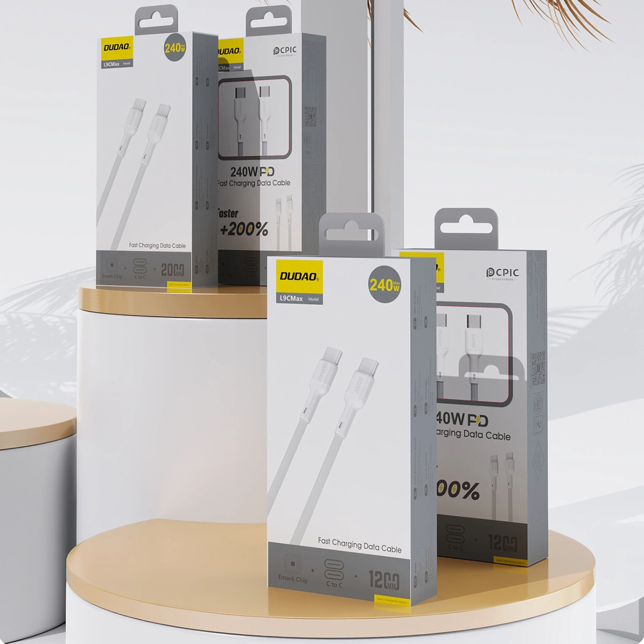 USB-C - USB-C Dudao L9C Max Data- ja Latauskaapeli, 240W, 2m, Valkoinen
