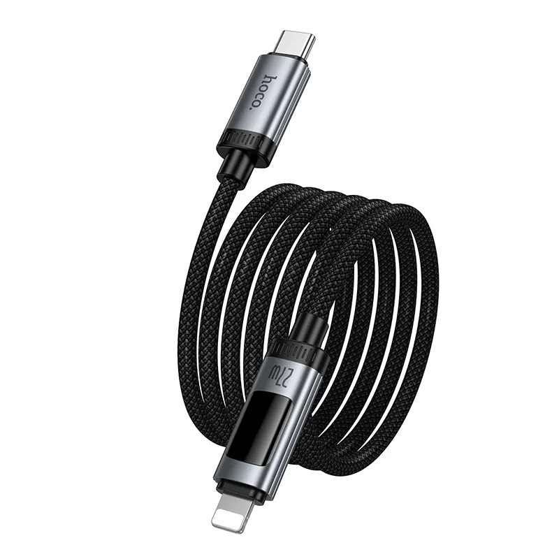 USB-C - Lightning HOCO Display U148 -data- ja latauskaapeli, 27W, 1.2m, Musta