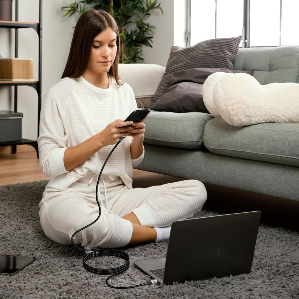 USB-C-tietojen ja latauksen kaapeli - USB-C Tech-Protect Ultraboost EVO, 100W, 1m, Hopea