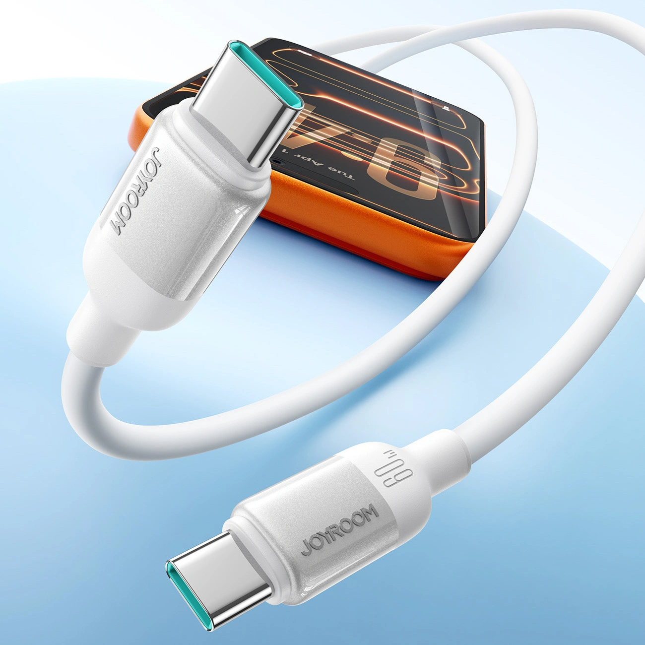 USB-C-tietojen- ja latauskaapeli - USB-C Joyroom S-A62 Lively, 60W, 1,2m, Valkoinen