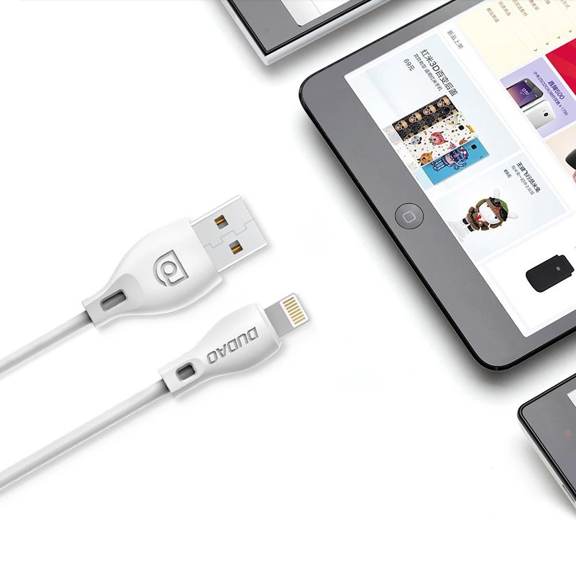USB-A - Lightning Dudao L4L -tietojen siirto- ja latauskaapeli, 18W, 1m, valkoinen