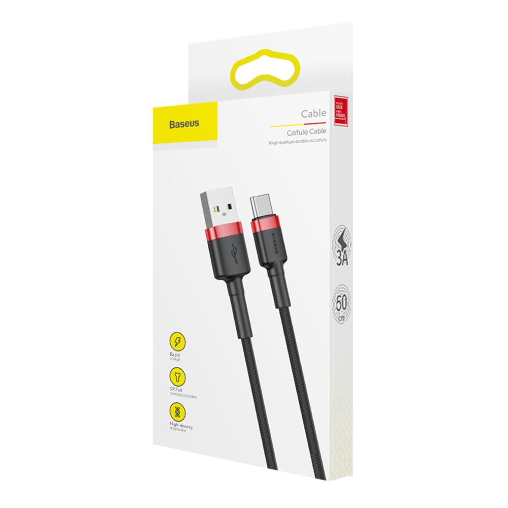 Baseus Cafule USB-A - USB-C -data- ja latauskaapeli, 60W, 0,5m, Punainen CATKLF-A91