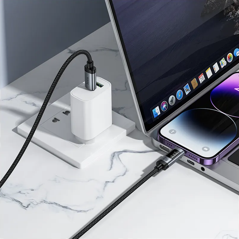 USB-C - Lightning HOCO Display U148 -data- ja latauskaapeli, 27W, 1.2m, Musta