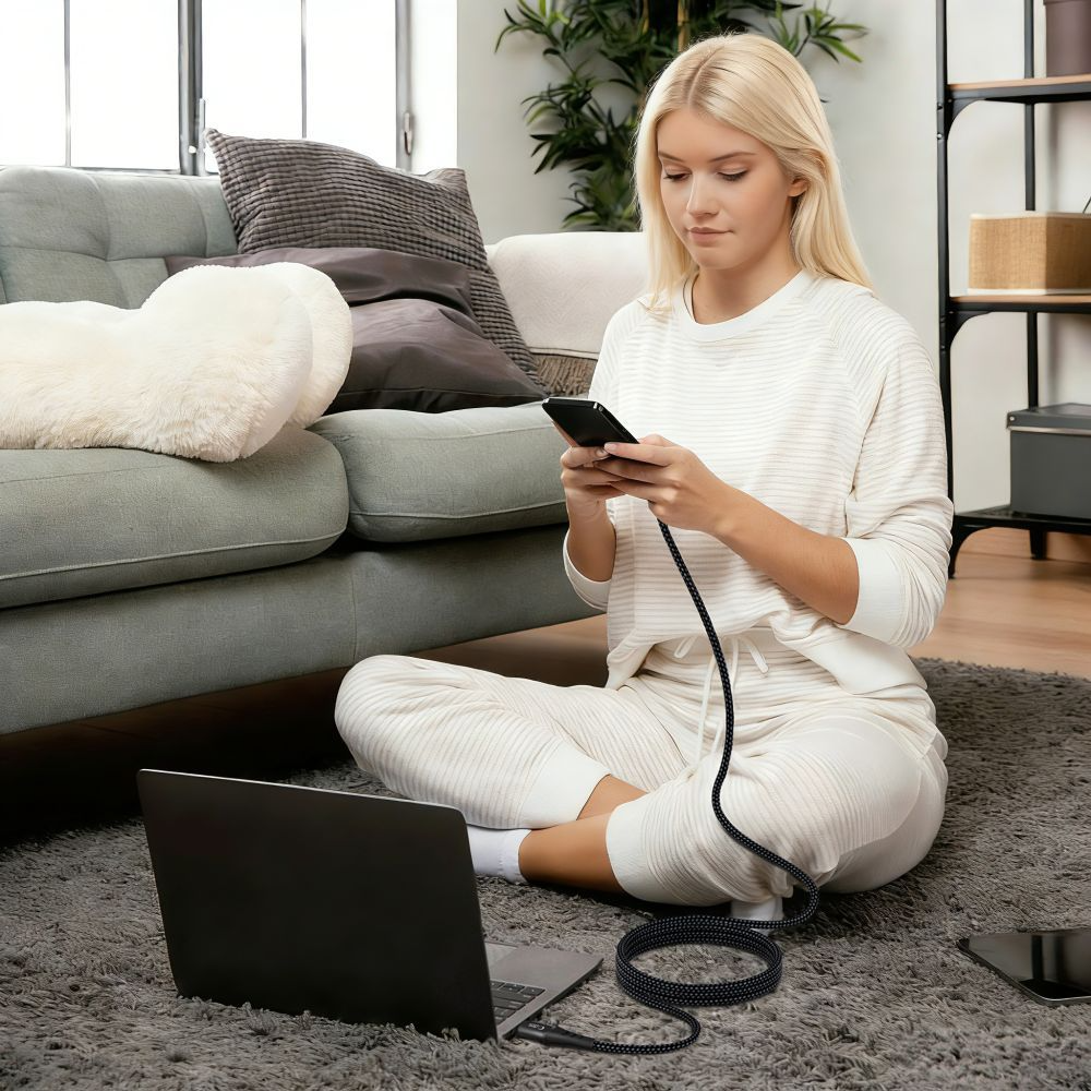 USB-C - USB-C Tech-Protect UB11T Ultraboost -tietojen siirto- ja latauskaapeli, 100W, 2m, musta