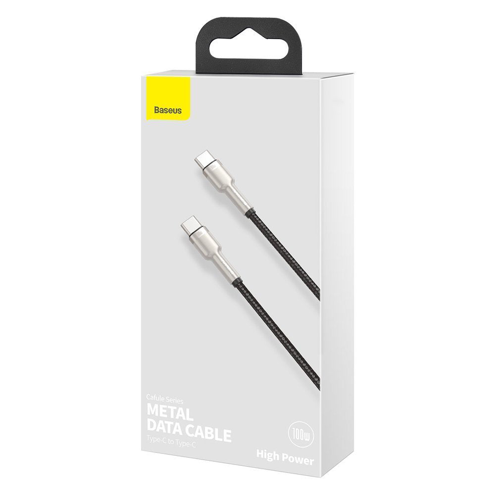 USB-C data- ja latauskaapeli - USB-C Baseus Cafule Metal Series, 100W, 1m, musta CATJK-C01