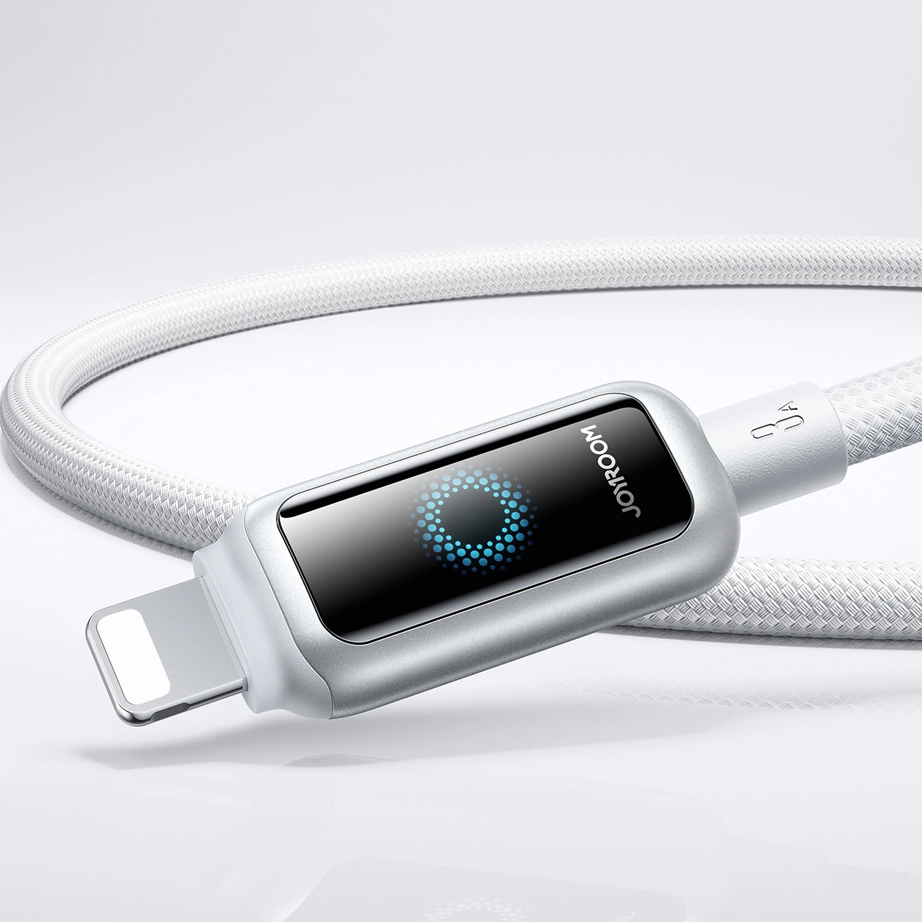 USB-A to Lightning Data and Charging Cable Joyroom S-A55 StarFlight Display, 18W, 1.2m, White