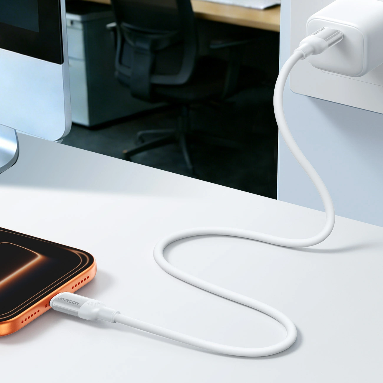 USB-A - USB-C Joyroom S-A62 Lively tiedonsiirto- ja latauskaapeli, 18W, 1,2m, valkoinen