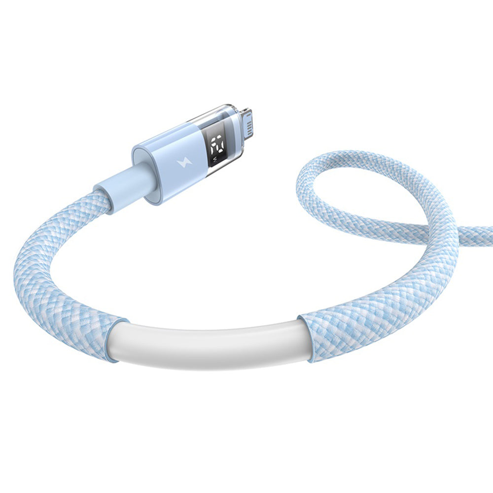 USB-A - Lightning Baseus Display 2 -data- ja latauskaapeli, 12W, 2m, Sininen P10382700311-01
