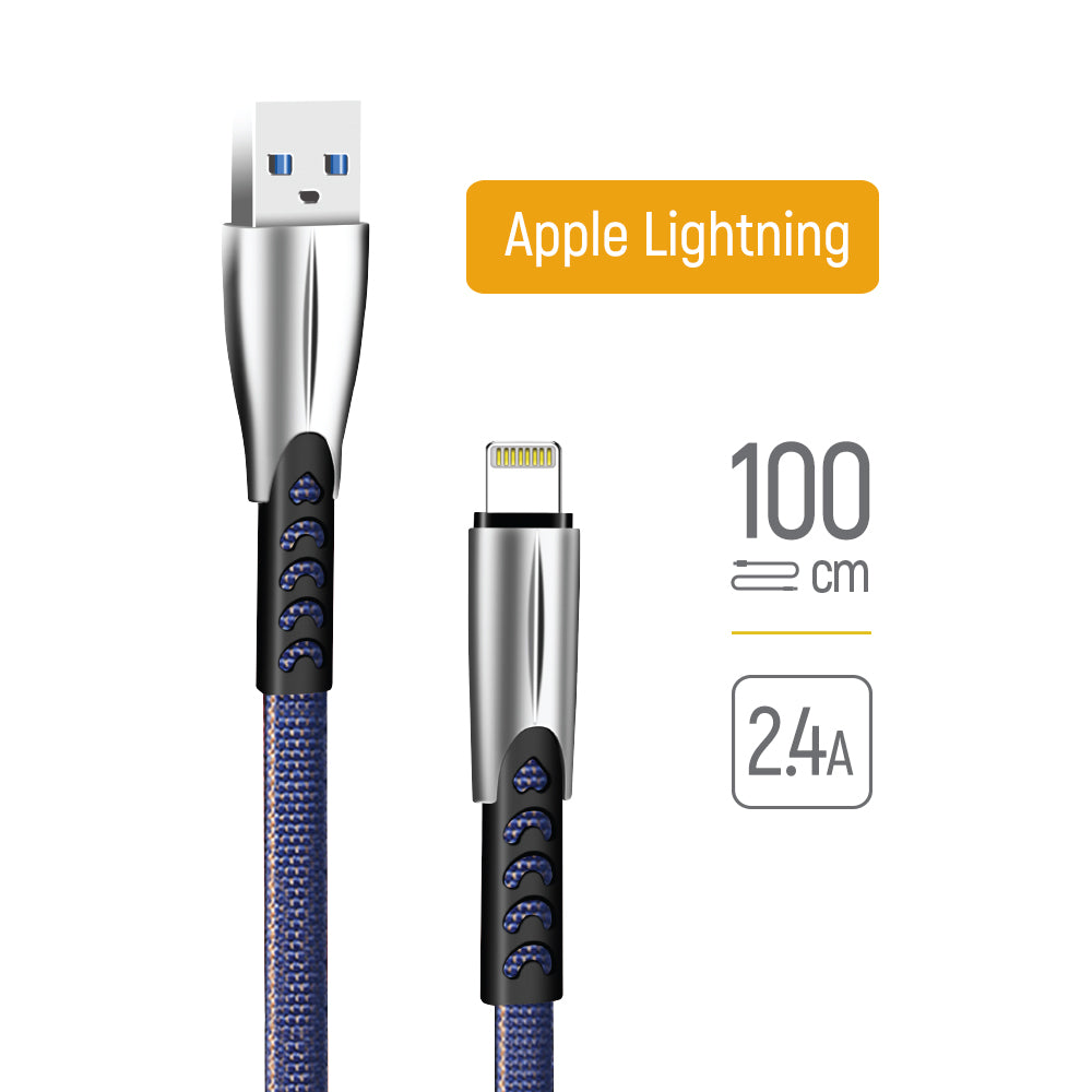 USB-A - Lightning Data- ja Latauskaapeli ColorWay CW-CBUL010, 18W, 1m, Sininen