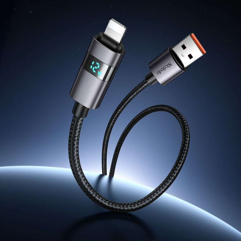 USB-A - Lightning McDodo CA-6490 Display -data- ja latauskaapeli, 18W, 1.2m, Musta