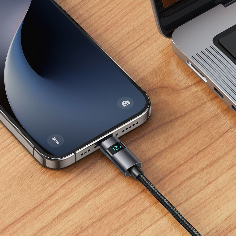 USB-A - Lightning McDodo CA-6490 Display -data- ja latauskaapeli, 18W, 1.2m, Musta