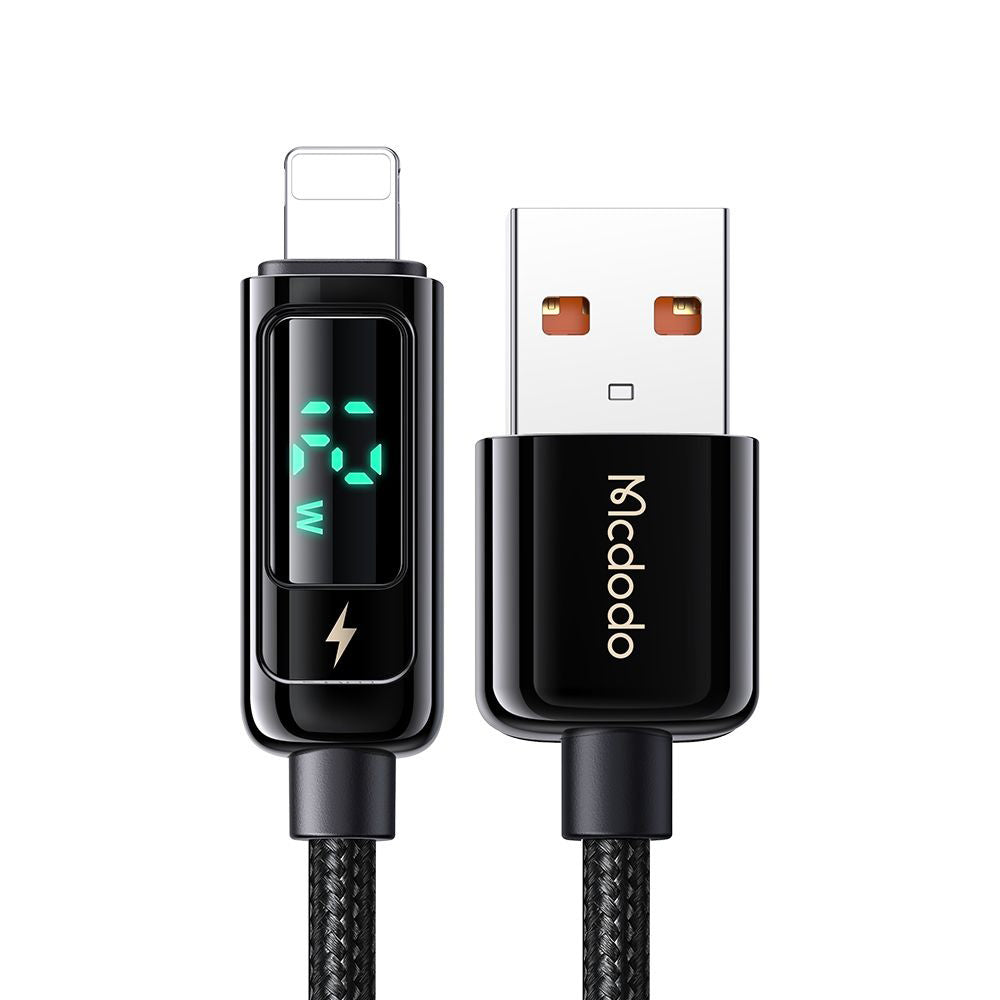 USB-A - Lightning McDodo CA-9940 Display -data- ja latauskaapeli, 12W, 1.2m, Musta
