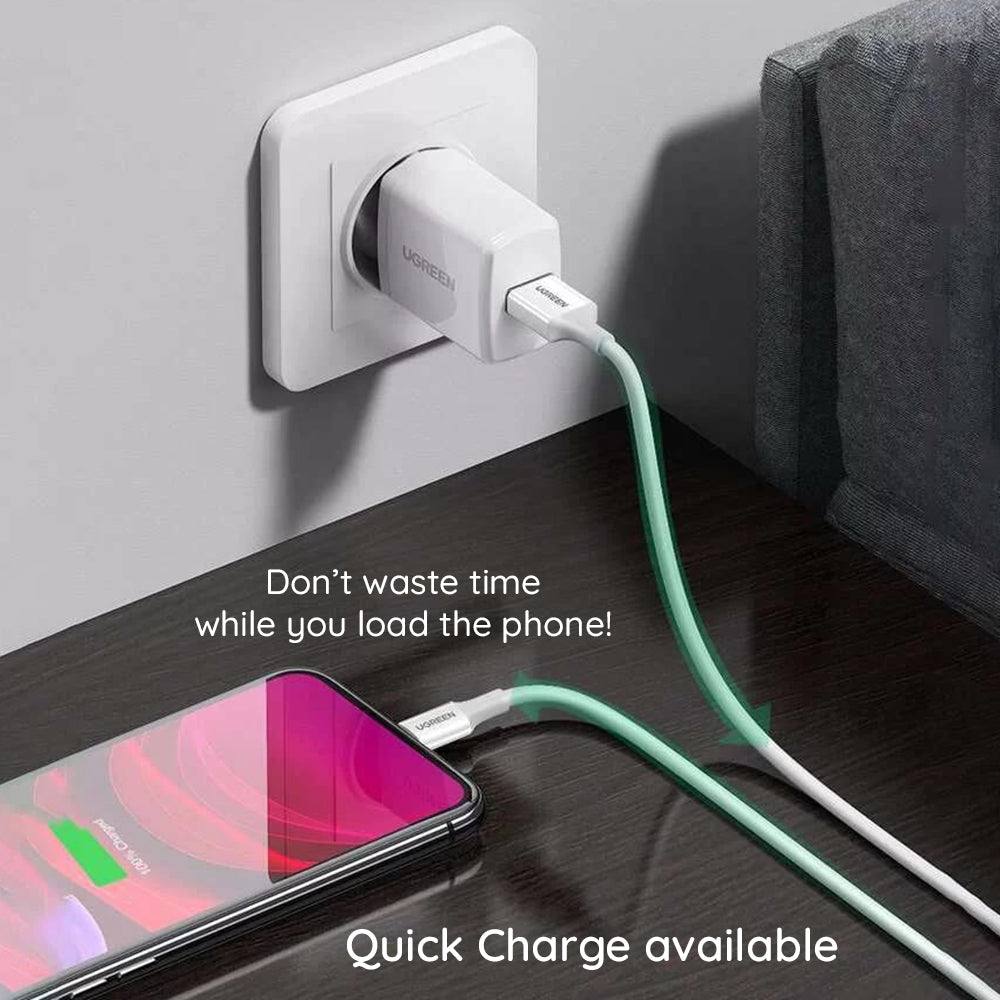 USB-A - Lightning UGREEN 80823 Data- ja latauskaapeli, 18W, 2m, Musta