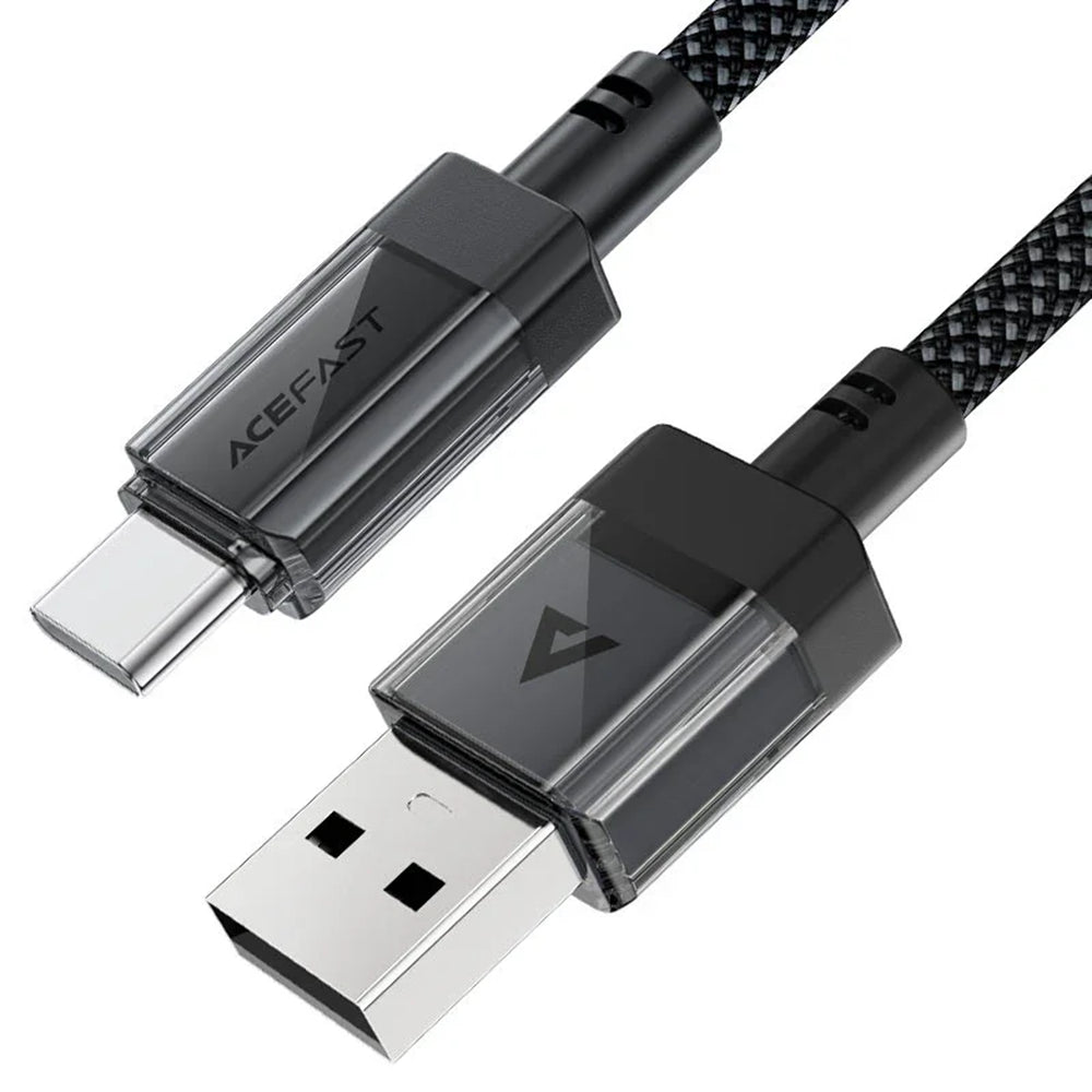 USB-A - USB-C Acefast C12-04 -data- ja latauskaapeli, 18W, 1.2m, Musta