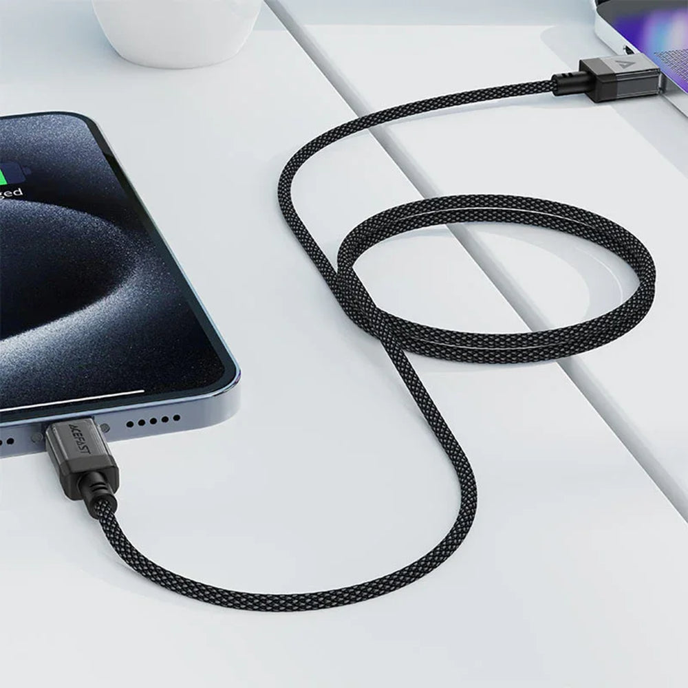 USB-A - USB-C Acefast C12-04 -data- ja latauskaapeli, 18W, 1.2m, Musta