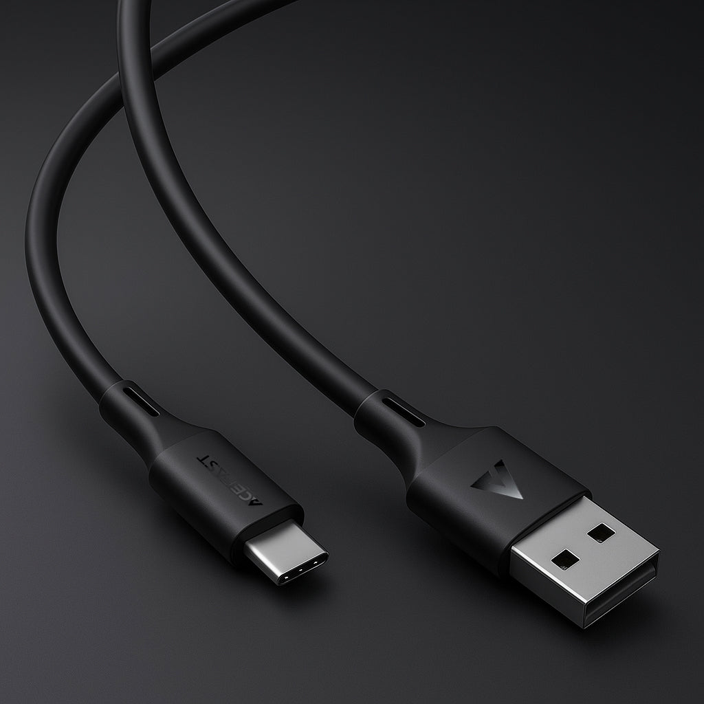 USB-A - USB-C Acefast C17-04 -data- ja latauskaapeli, 18W, 1.2m, Musta