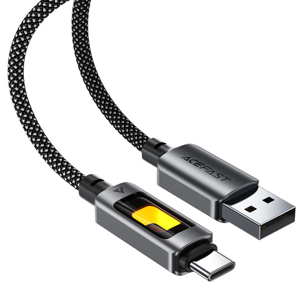 USB-A - USB-C Acefast C21-04 -data- ja latauskaapeli, 18W, 1.2m, Musta
