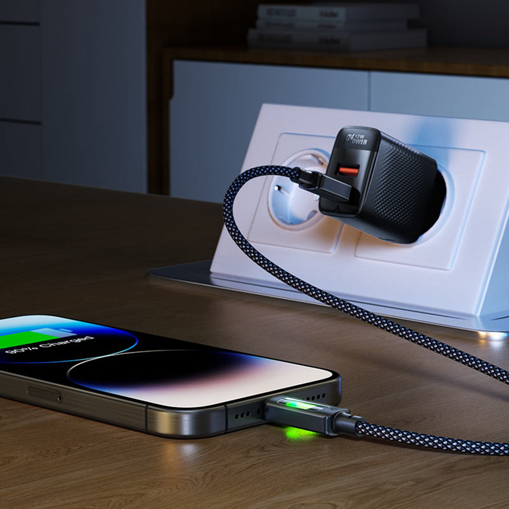 USB-A - USB-C Acefast C21-04 -data- ja latauskaapeli, 18W, 1.2m, Musta