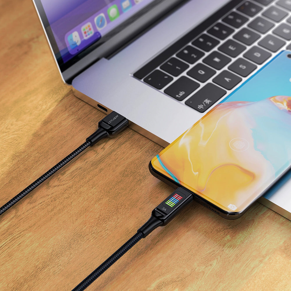 USB-A to USB-C Data and Charging Cable Acefast C7-04, 18W, 1.2m, Black