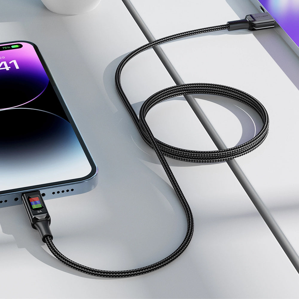 USB-A to USB-C Data and Charging Cable Acefast C7-04, 18W, 1.2m, Black