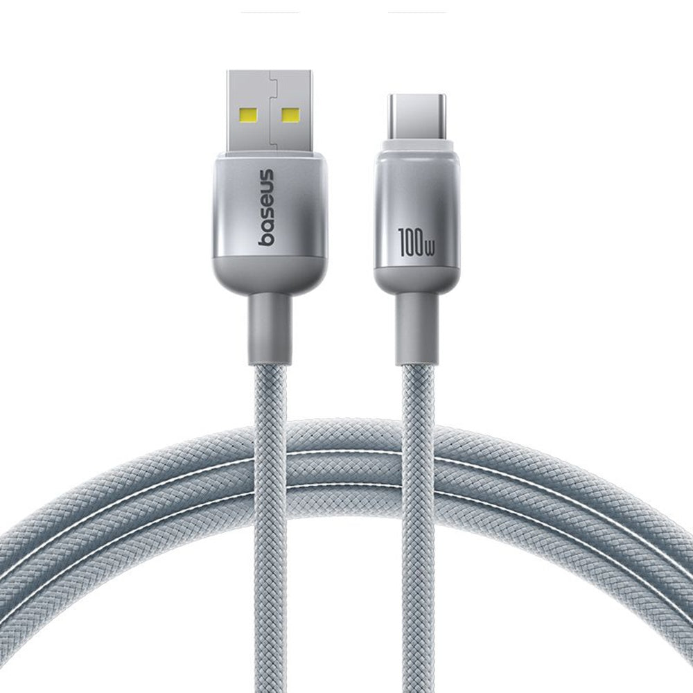 Baseus Discolor USB-A - USB-C Data- ja Latauskaapeli, 100W, 2m, Hopea E0420700