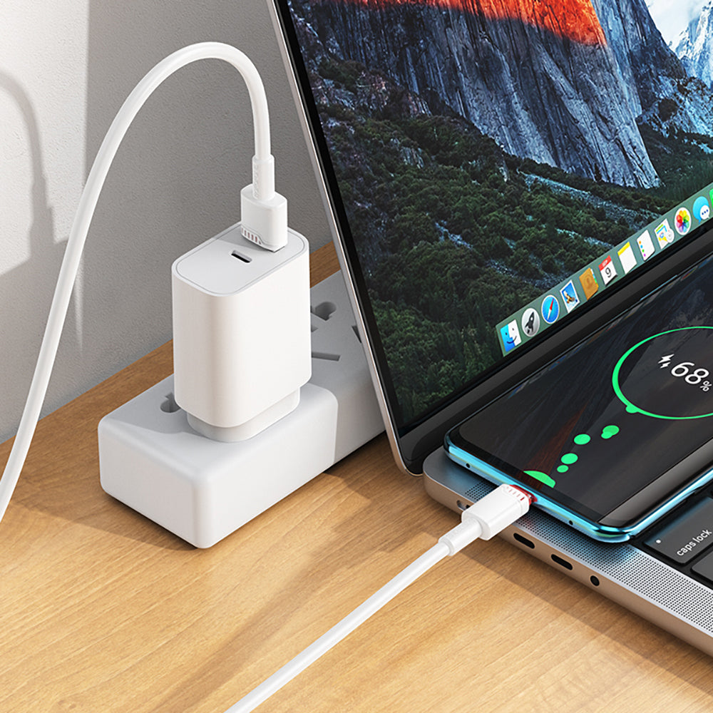 USB-A - USB-C -data- ja latauskaapeli Borofone BX110 Beneficio, 18W, 1m, Valkoinen