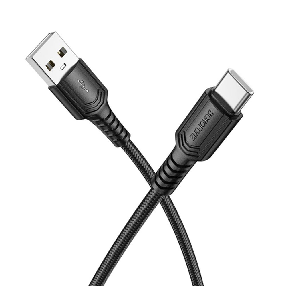 USB-A - USB-C Borofone BX116 Certain -data- ja latauskaapeli, 18W, 1m, Musta