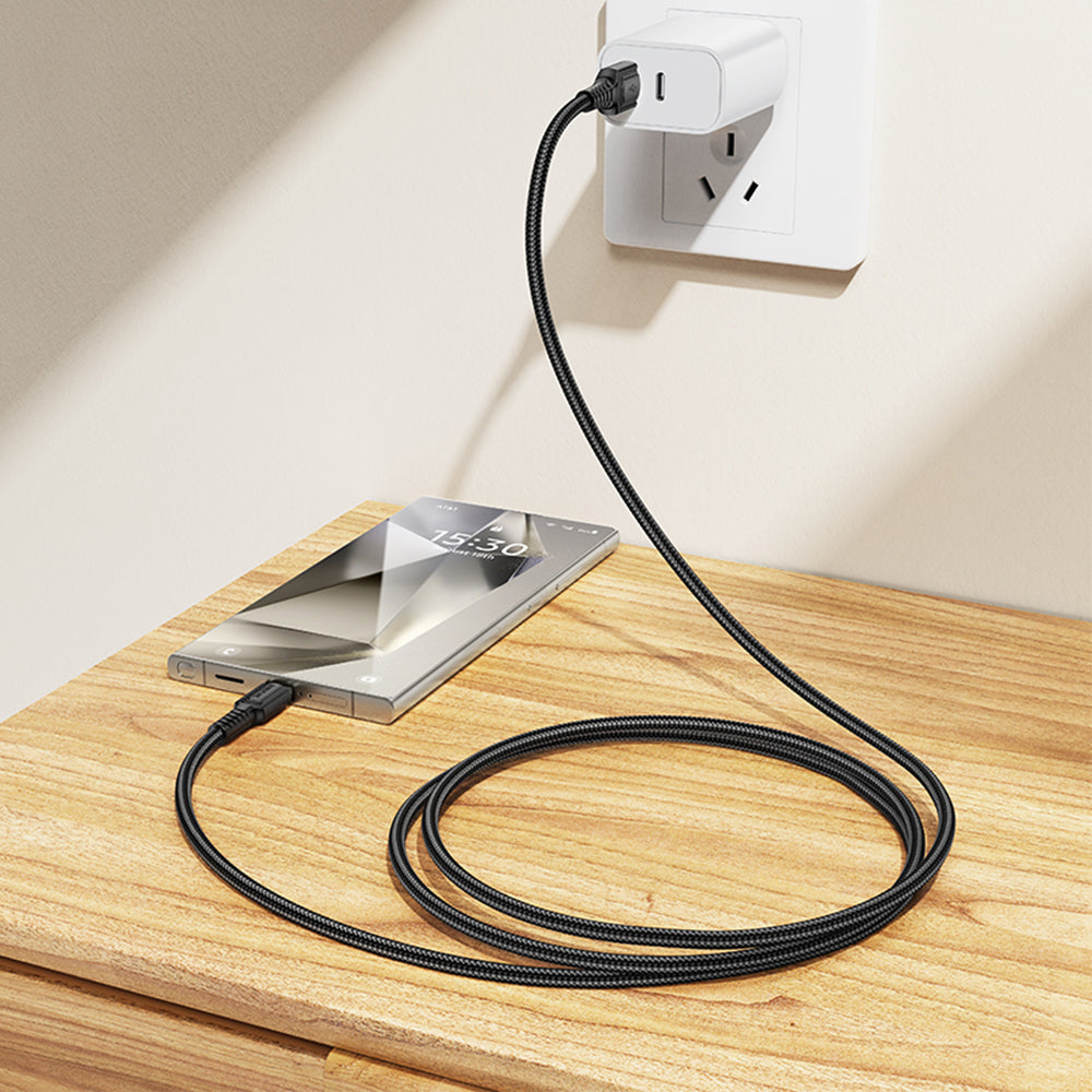 USB-A - USB-C Borofone BX116 Certain -data- ja latauskaapeli, 18W, 1m, Musta
