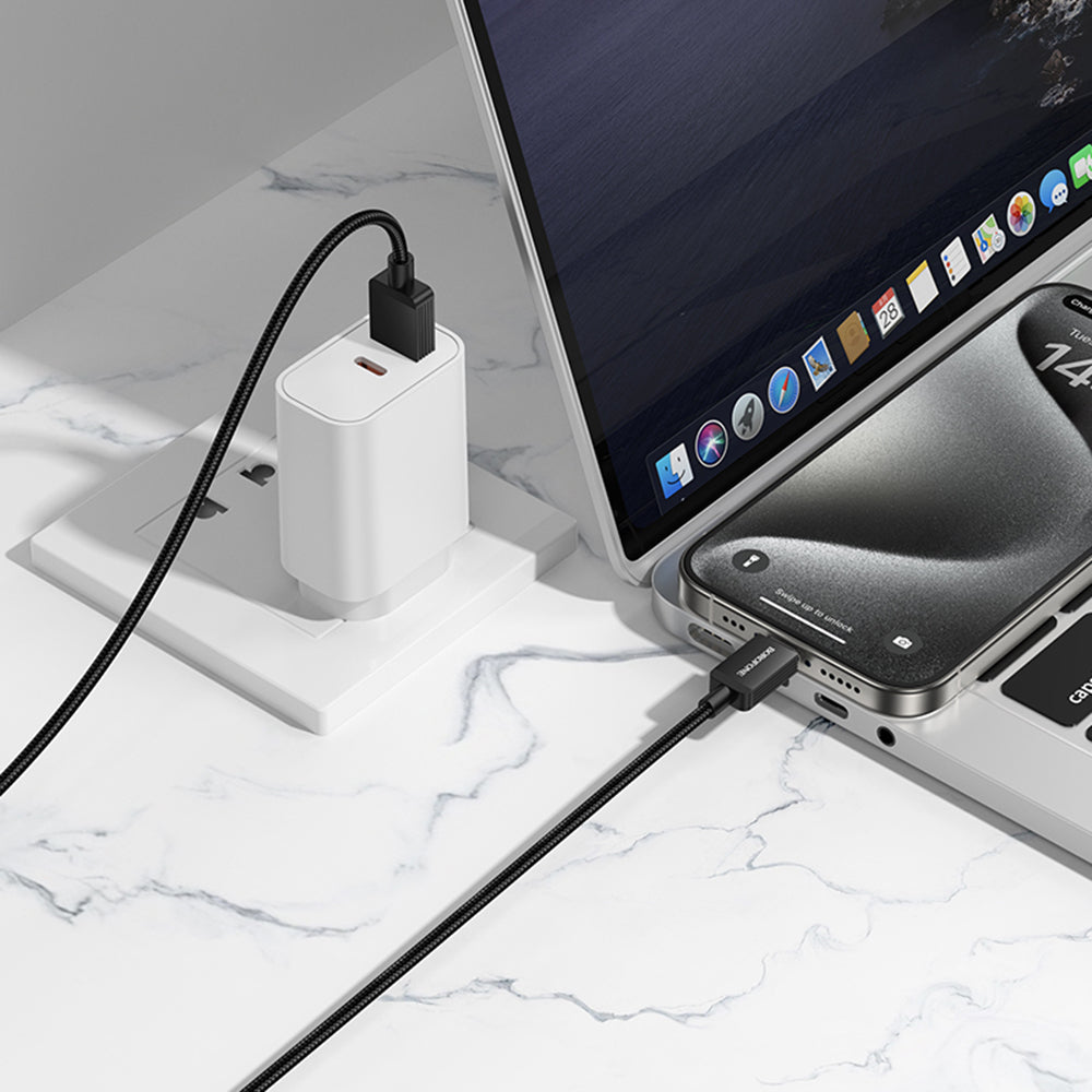 USB-A - USB-C Borofone BX120 Placer -data- ja latauskaapeli, 18W, 1m, Musta