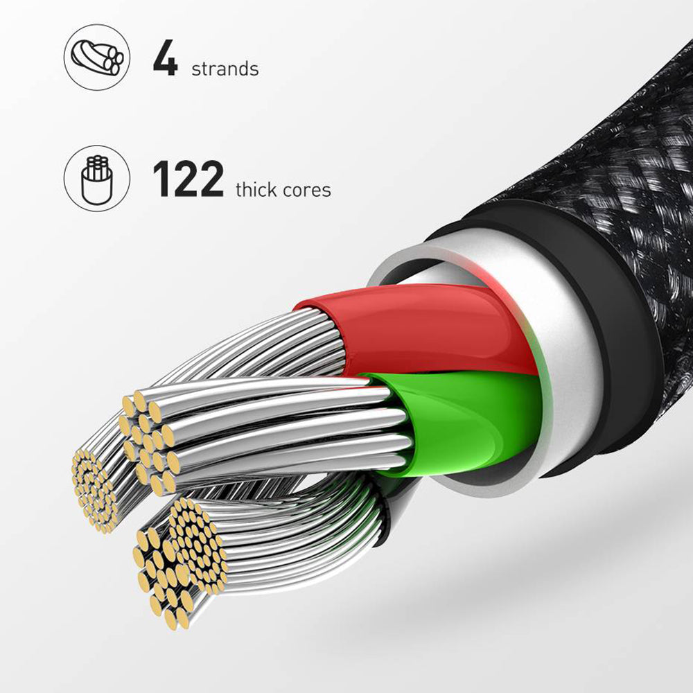 Data- ja latauskaapeli USB-A - USB-C ColorWay CW-CBUC003, 18W, 1m, Vihreä
