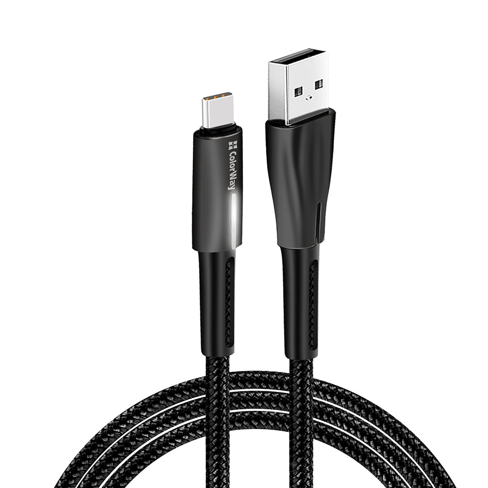 Data- ja latauskaapeli USB-A - USB-C ColorWay CW-CBUC035, 18W, 1m, Musta