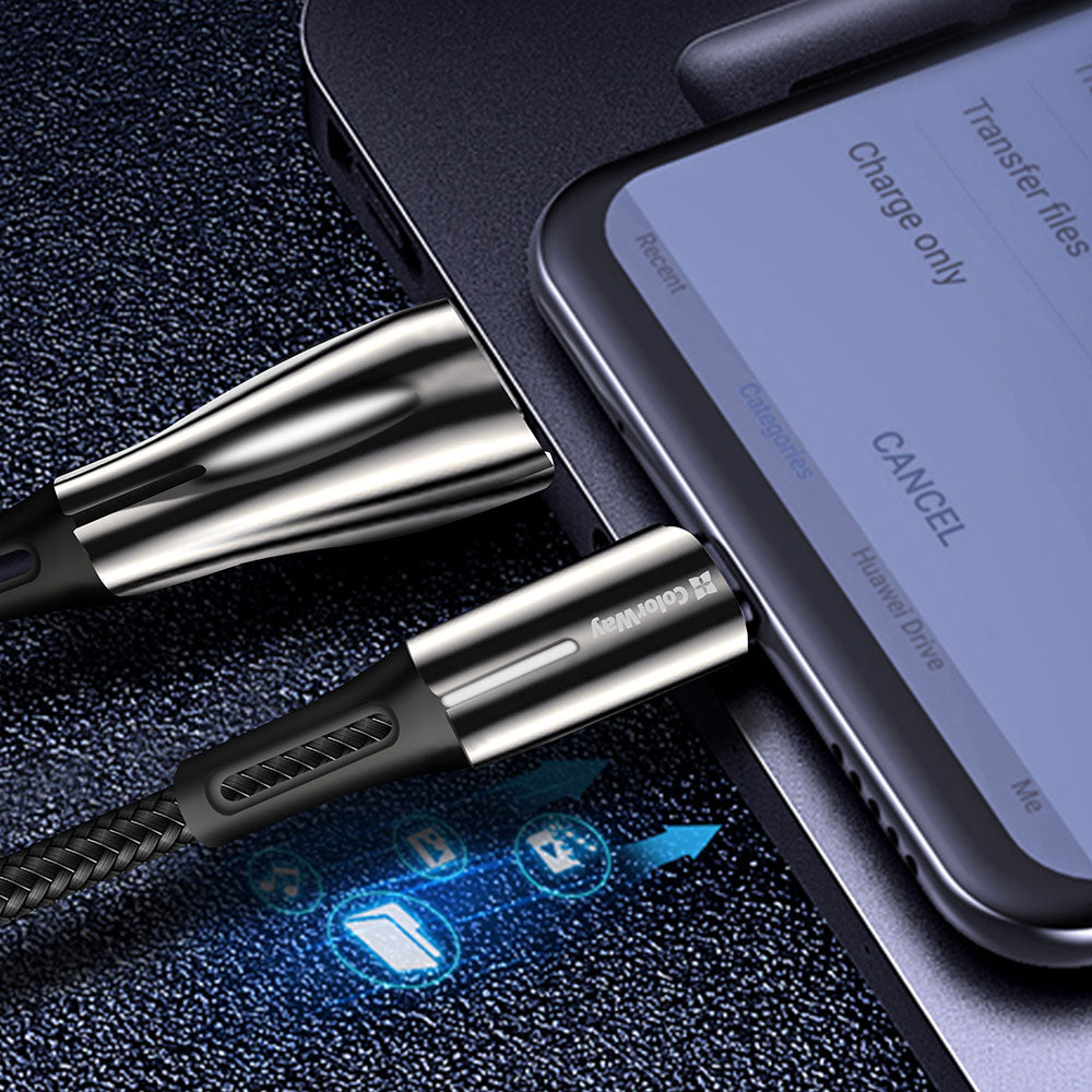 Data- ja latauskaapeli USB-A - USB-C ColorWay CW-CBUC035, 18W, 1m, Musta
