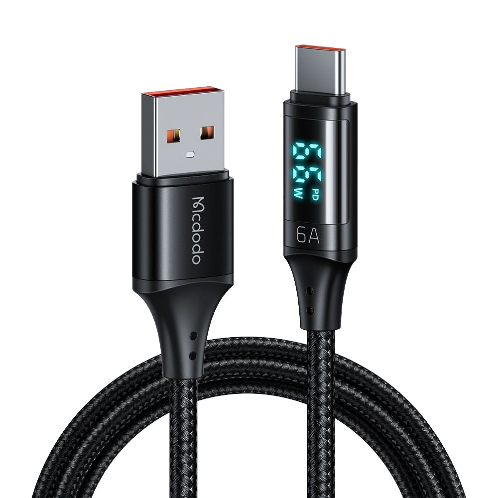 USB-A - USB-C McDodo CA-1080 Display -datalatauskaapeli, 66W, 1.2m, Musta