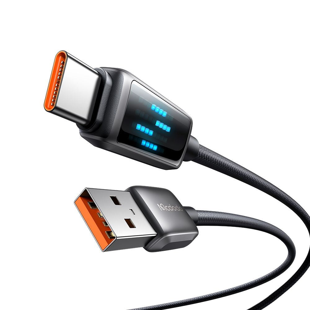 USB-A - USB-C McDodo CA-2350 Display -data- ja latauskaapeli, 100W, 1.2m, Musta